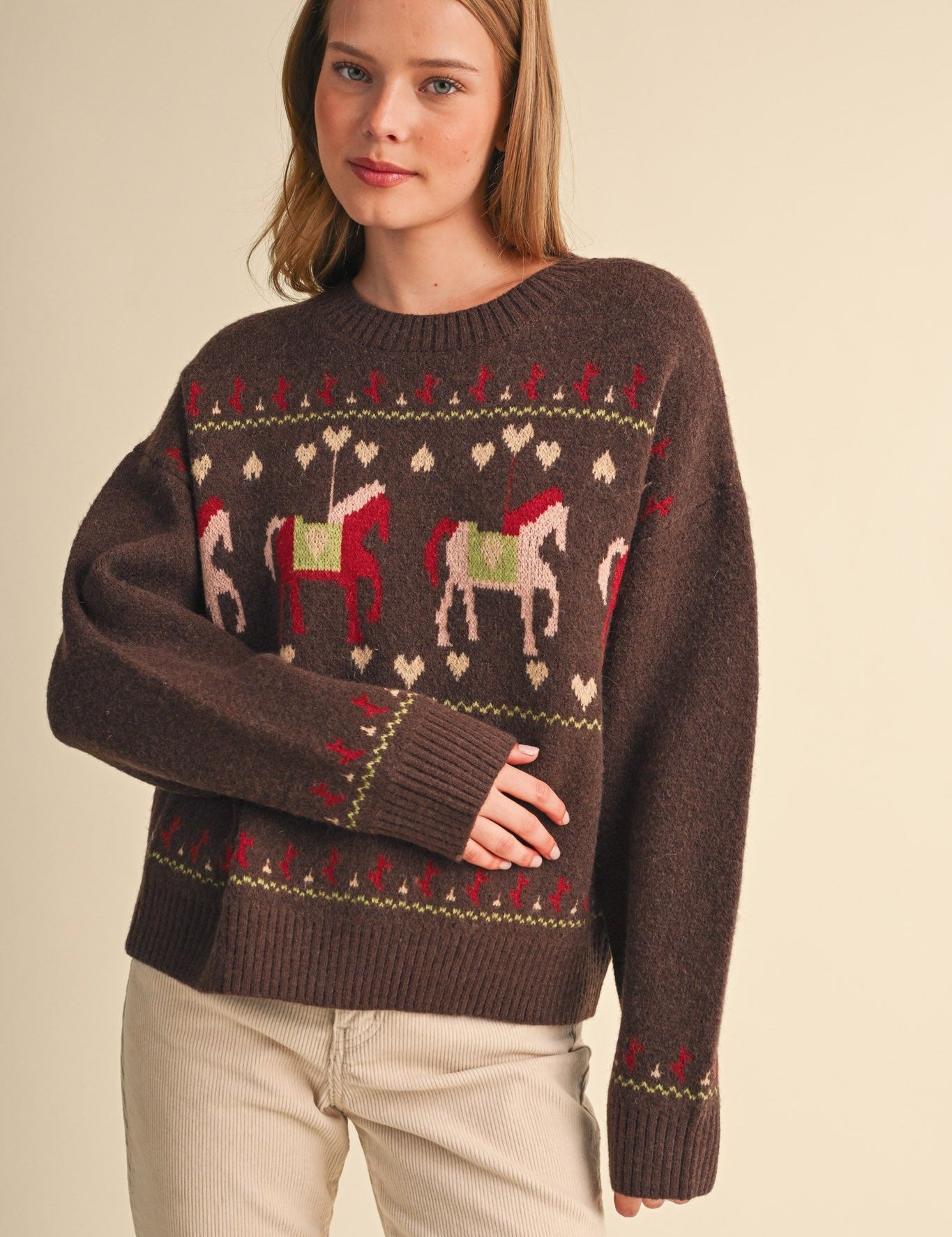 Carousel Horse Motif Sweater - Westly