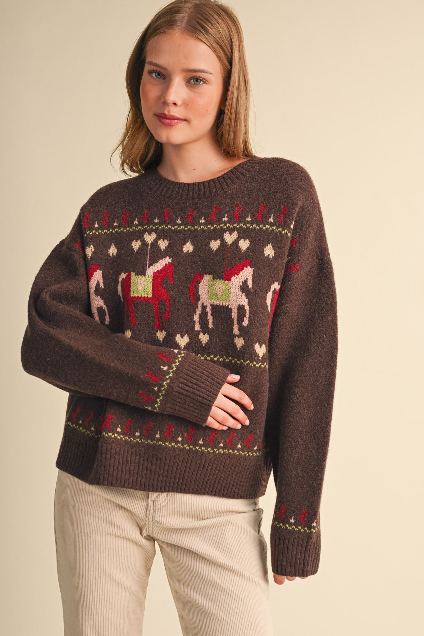 Carousel Horse Motif Sweater - Westly