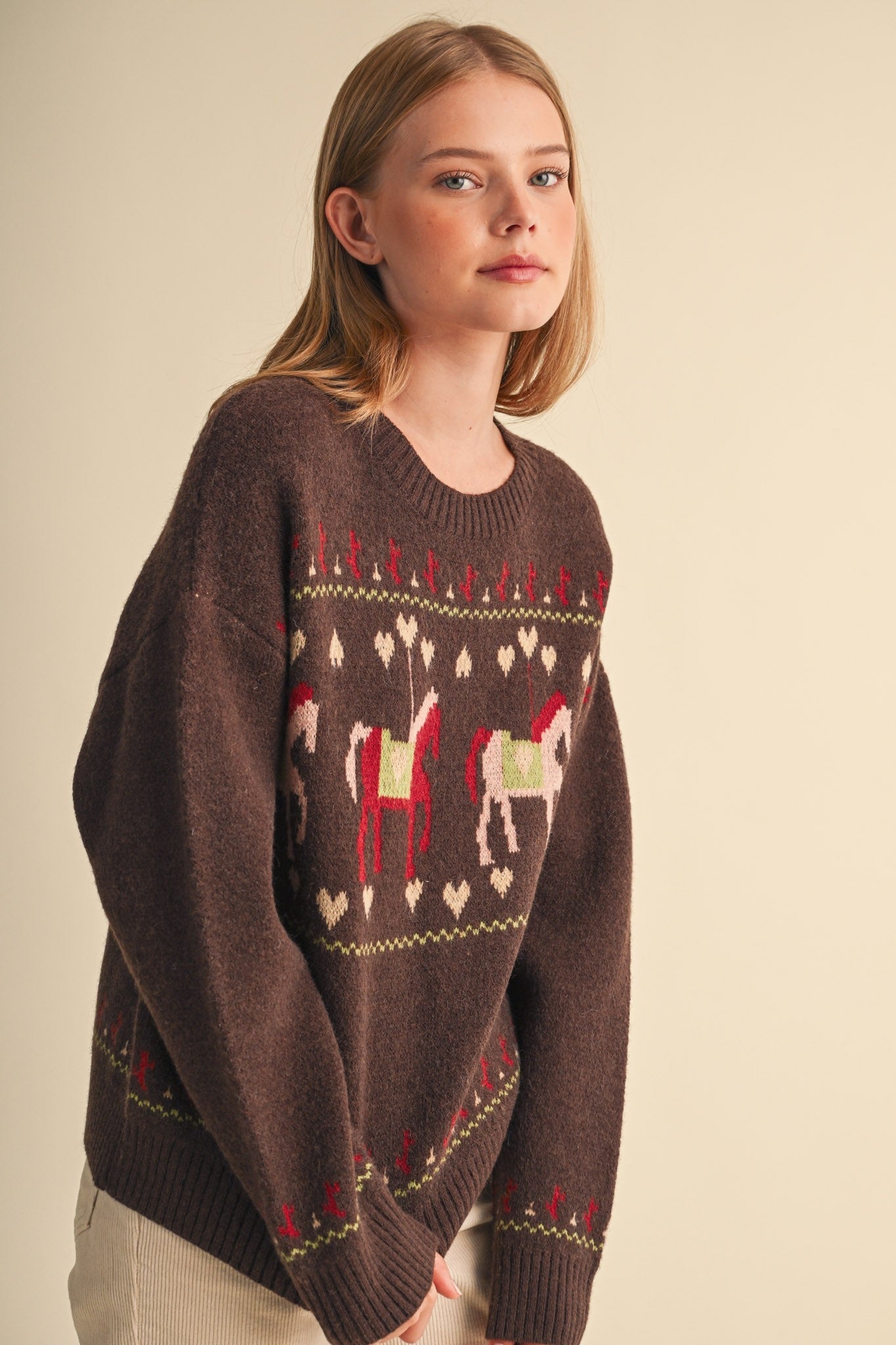 Carousel Horse Motif Sweater - Westly