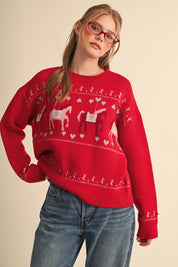 Carousel Horse Motif Sweater - Westly