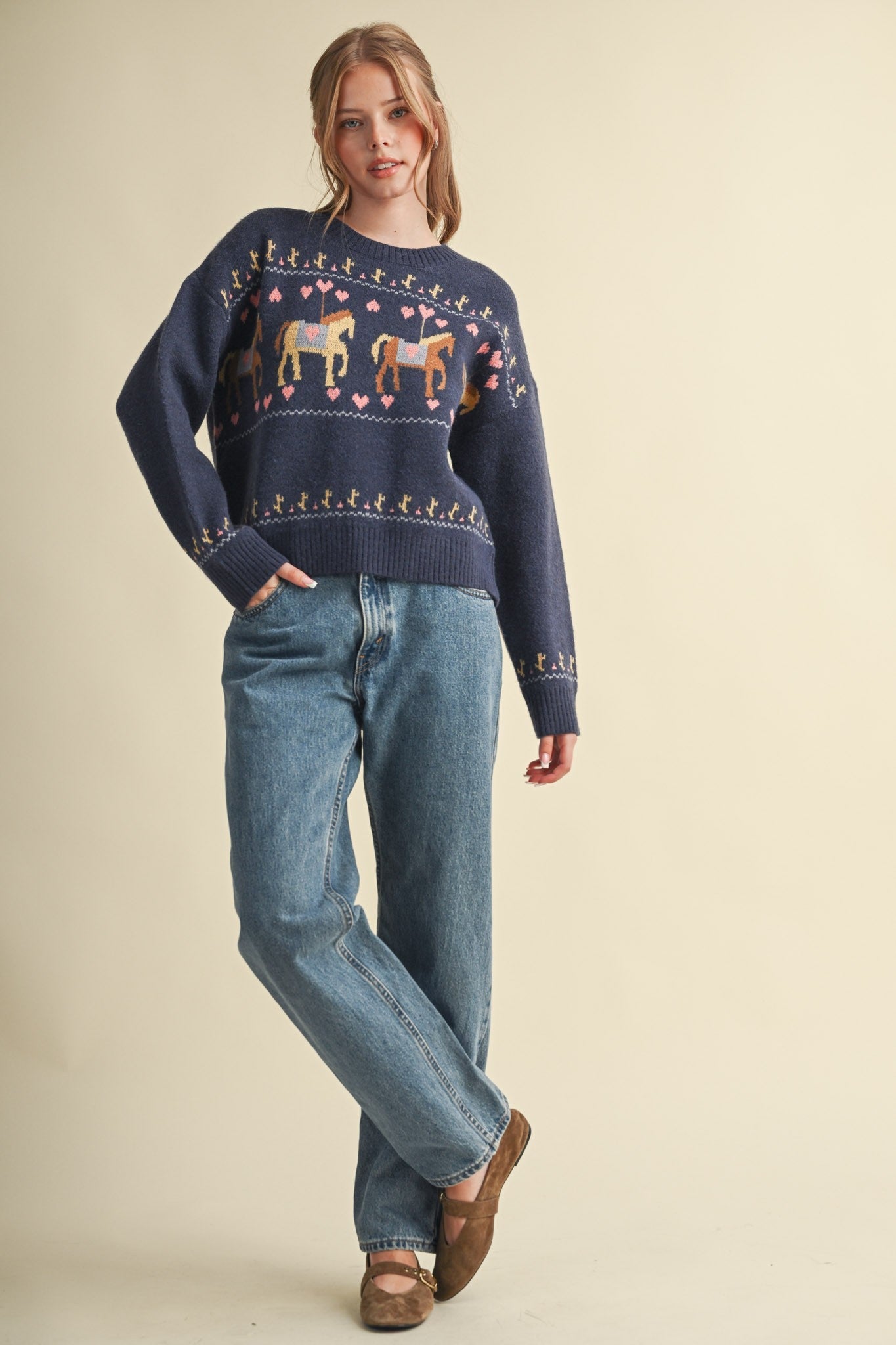 Carousel Horse Motif Sweater - Westly