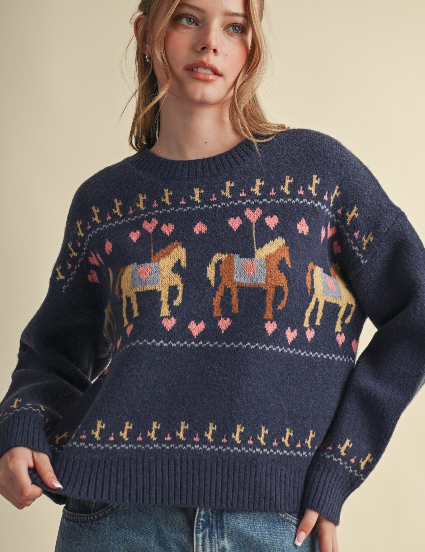 Carousel Horse Motif Sweater - Westly