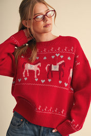 Carousel Horse Motif Sweater - Westly