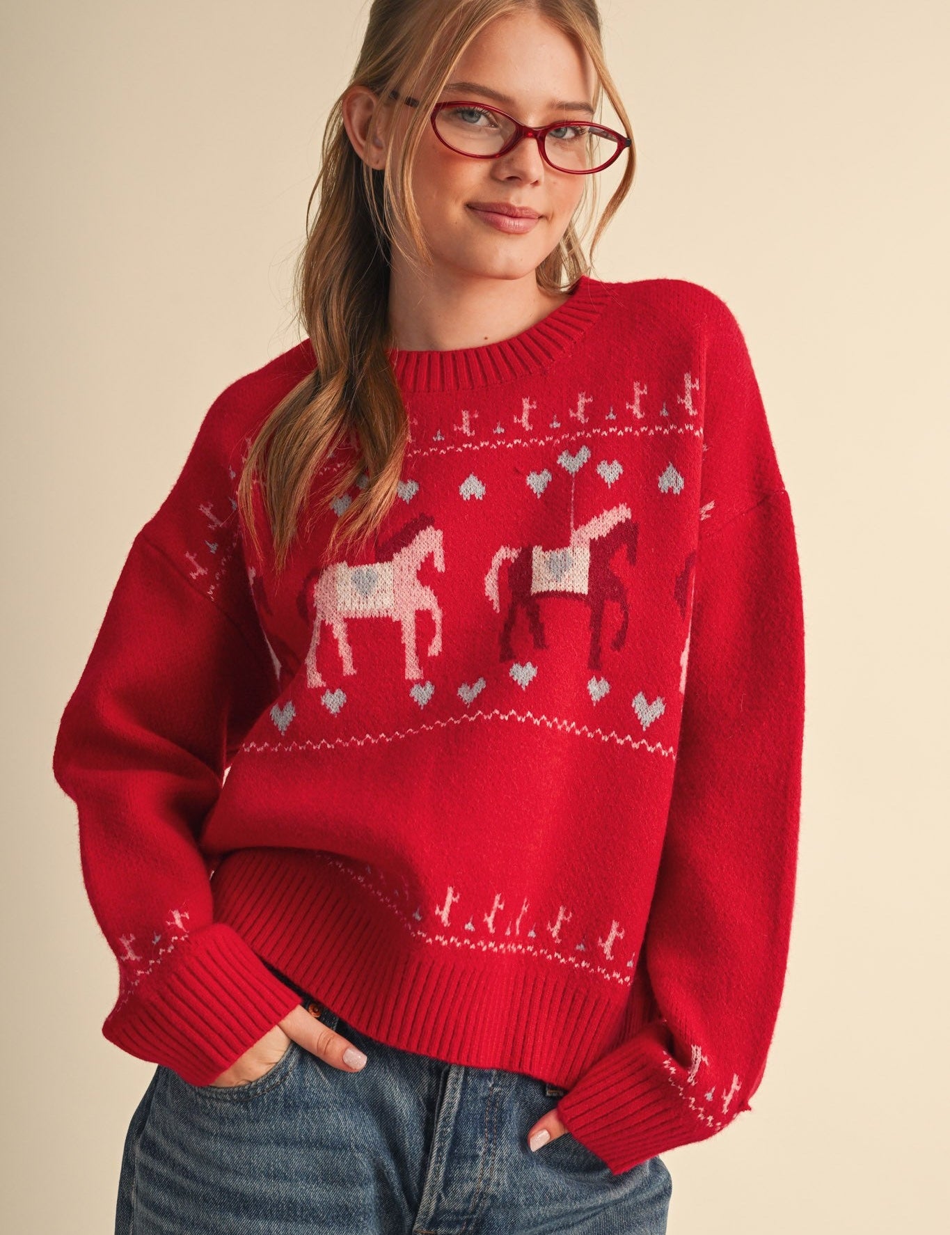 Carousel Horse Motif Sweater - Westly