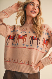 Carousel Horse Motif Sweater - Westly
