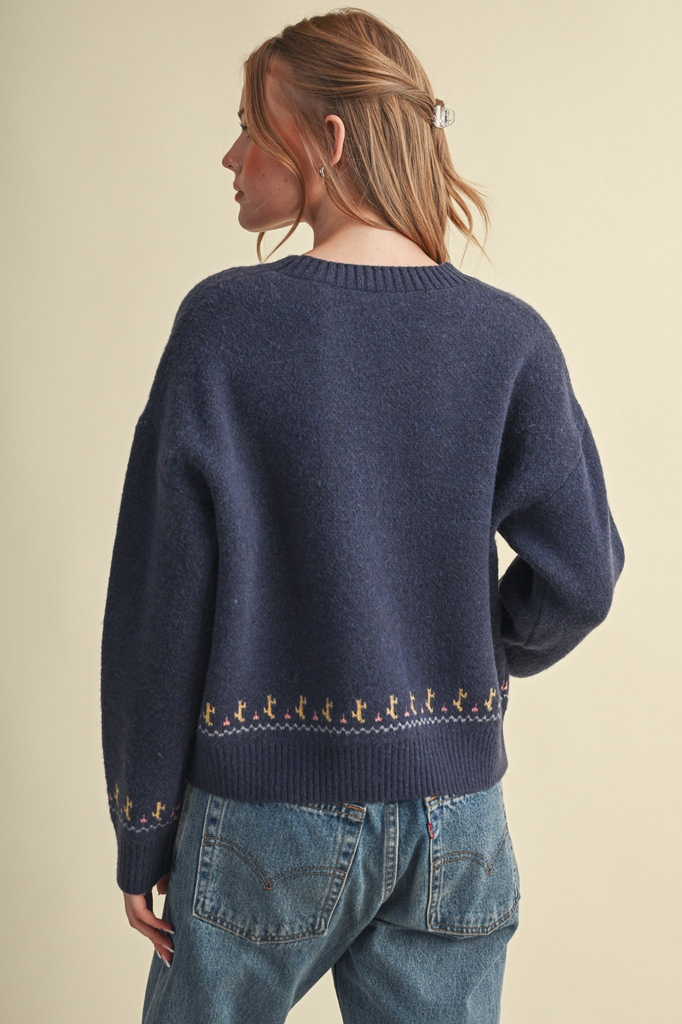 Carousel Waltz Horse Motif Sweater in Navy Multi, photo 8