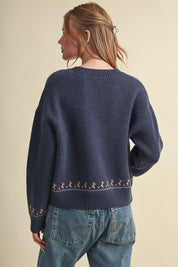 Carousel Waltz Horse Motif Sweater in Navy Multi, photo 8