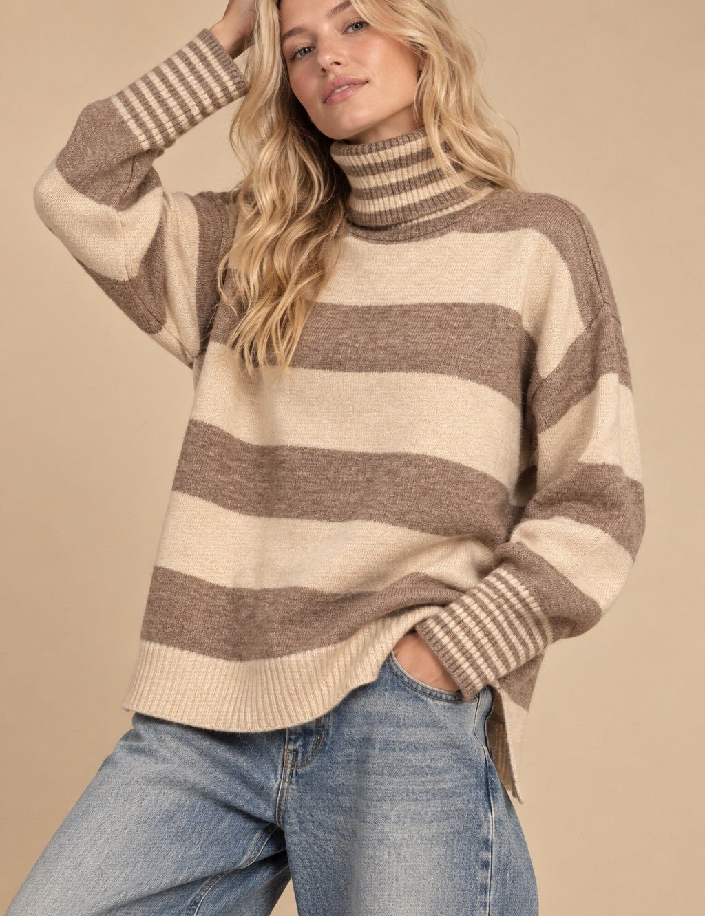 Carrick Striped Turtleneck Sweater - Westly