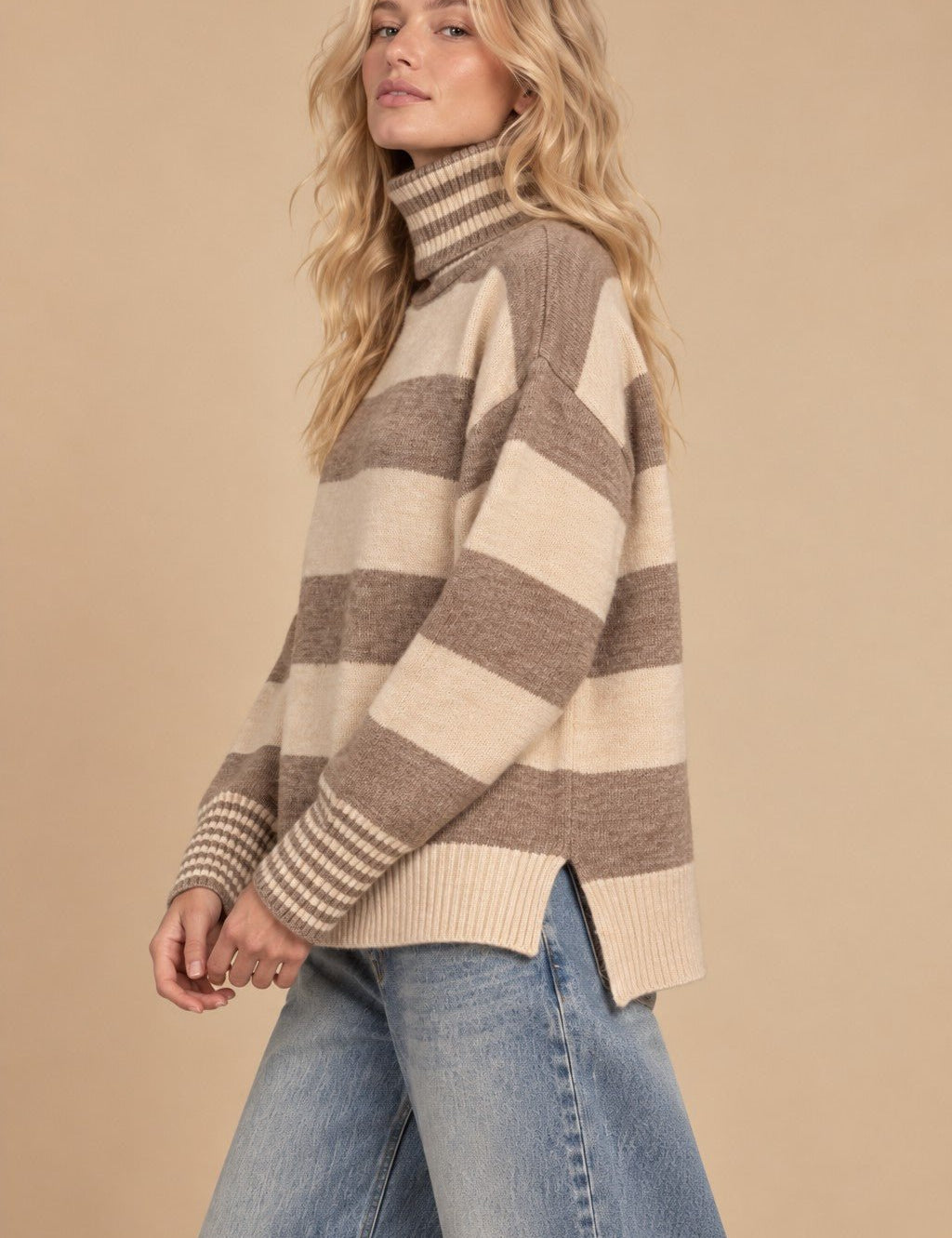 Carrick Striped Turtleneck Sweater - Westly