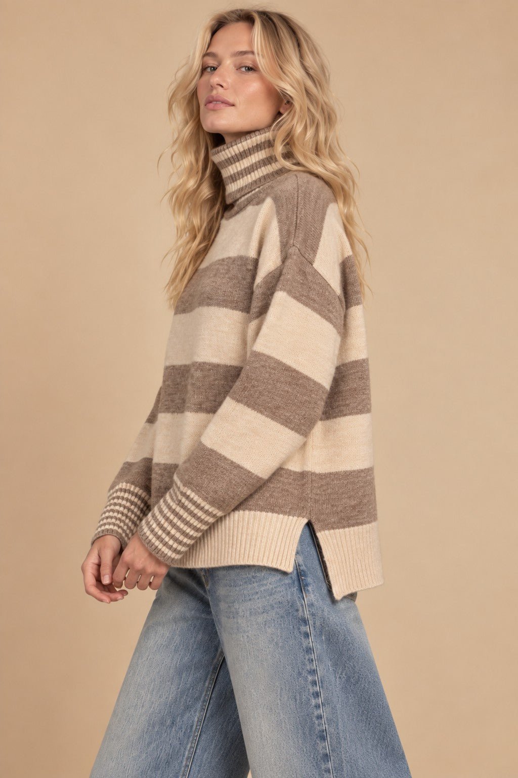 Carrick Striped Turtleneck Sweater - Westly