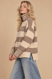 Carrick Striped Turtleneck Sweater in Taupe, photo 2