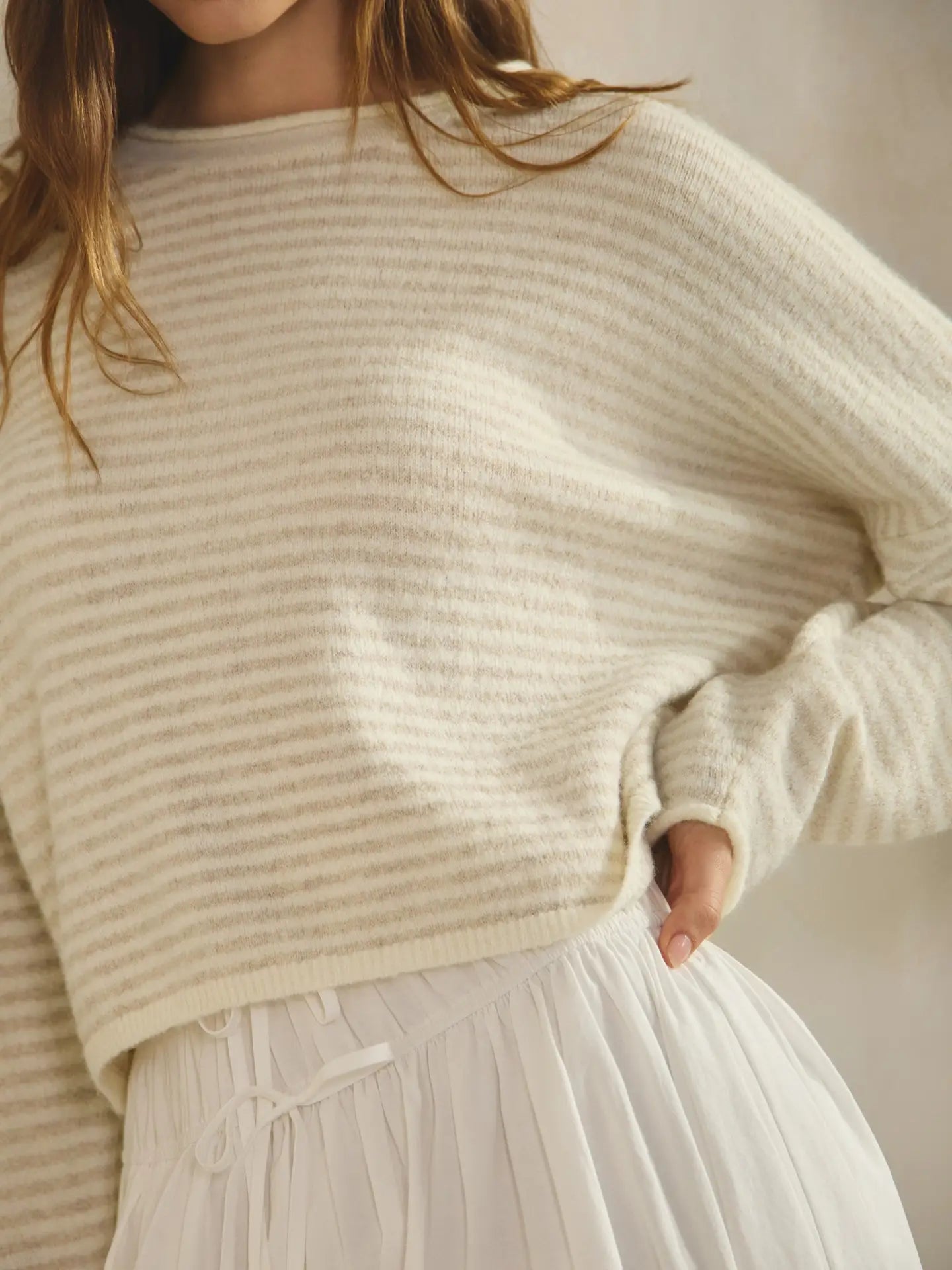 Casey Striped Roll Up Neck Sweater - Westly