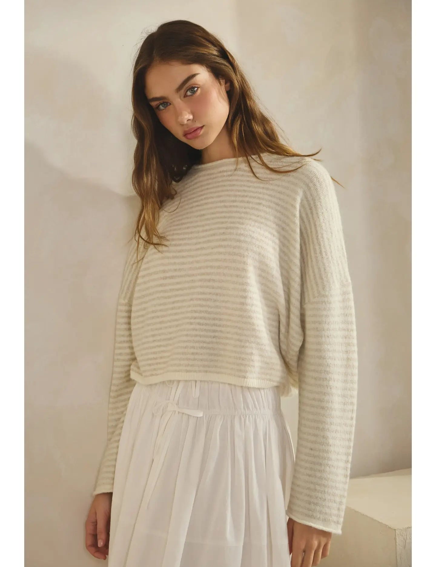 Casey Striped Roll Up Neck Sweater - Westly