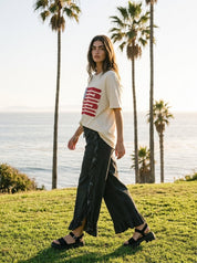 Catalina Frayed Ruffle Hem Denim Pants - Westly