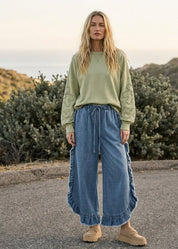 Catalina Frayed Ruffle Hem Denim Pants - Westly