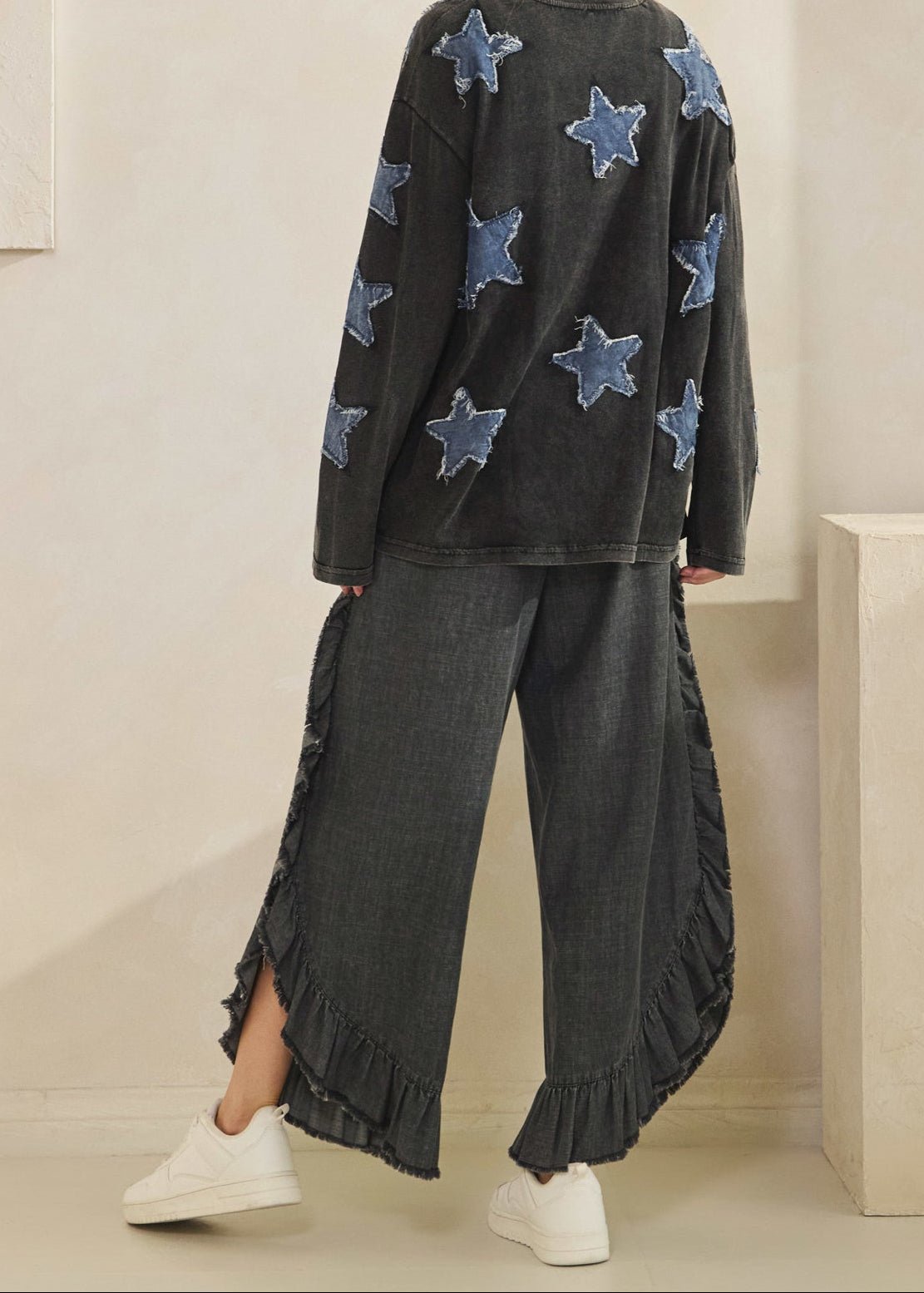 Catalina Frayed Ruffle Hem Denim Pants - Westly