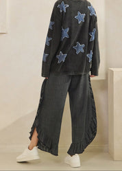 Catalina Frayed Ruffle Hem Denim Pants - Westly