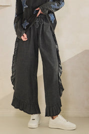Catalina Frayed Ruffle Hem Denim Pants - Westly