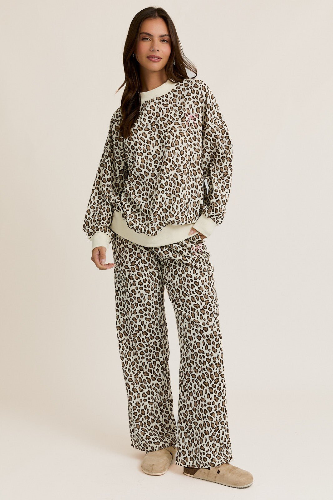 Catnap Leopard Fleece Lounge Set - Westly