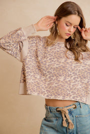 Catwalk Leopard Cutout Sweatshirt - Leopard Beige