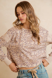 Catwalk Leopard Cutout Sweatshirt - Leopard Beige