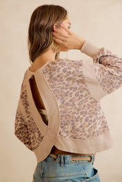 Catwalk Leopard Cutout Sweatshirt - Leopard Beige