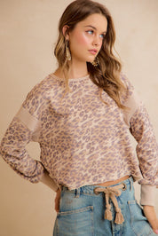 Catwalk Leopard Cutout Sweatshirt - Leopard Beige
