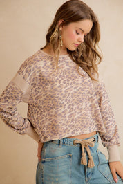 Catwalk Leopard Cutout Sweatshirt - Leopard Beige