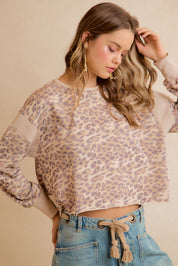 Catwalk Leopard Cutout Sweatshirt - Leopard Beige