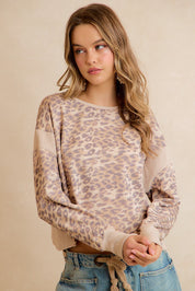Catwalk Leopard Cutout Sweatshirt - Leopard Beige