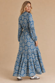 Cecily Lace Trim Medallion Maxi Dress - Westly