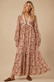 Cecily Lace Trim Medallion Maxi Dress - Westly