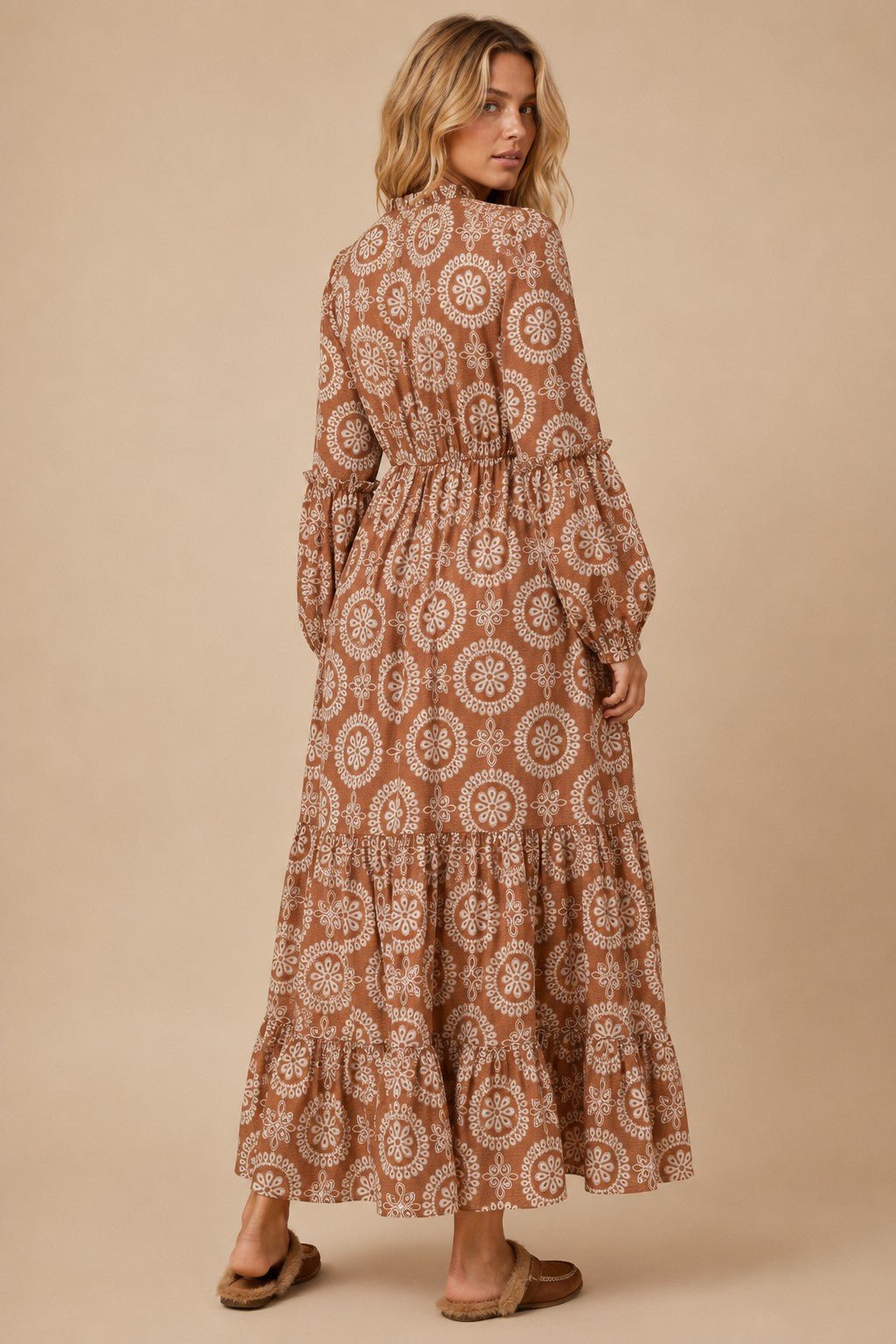 Cecily Lace Trim Medallion Maxi Dress - Westly