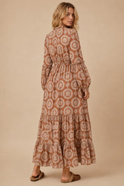 Cecily Lace Trim Medallion Maxi Dress - Westly