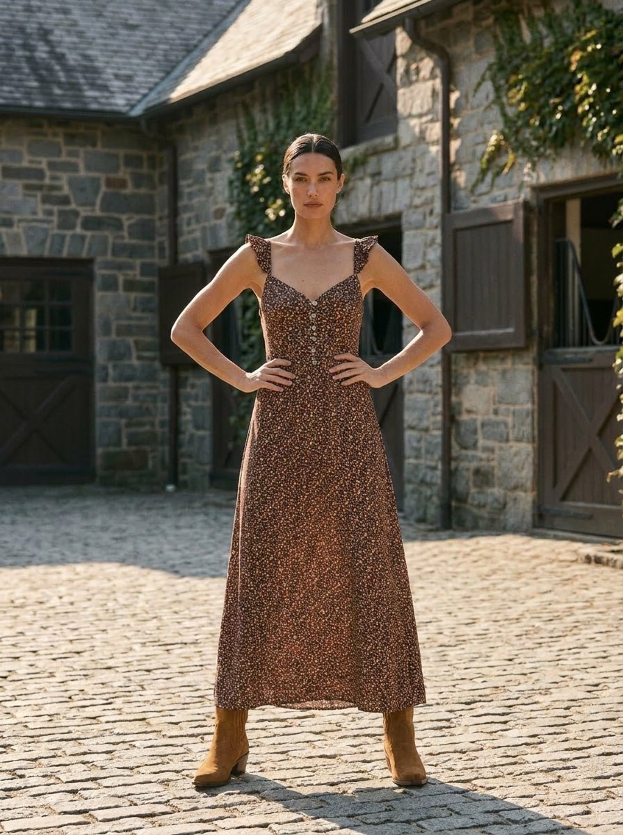 Cedar Bloom Ruffle Strap Midi Dress - Westly