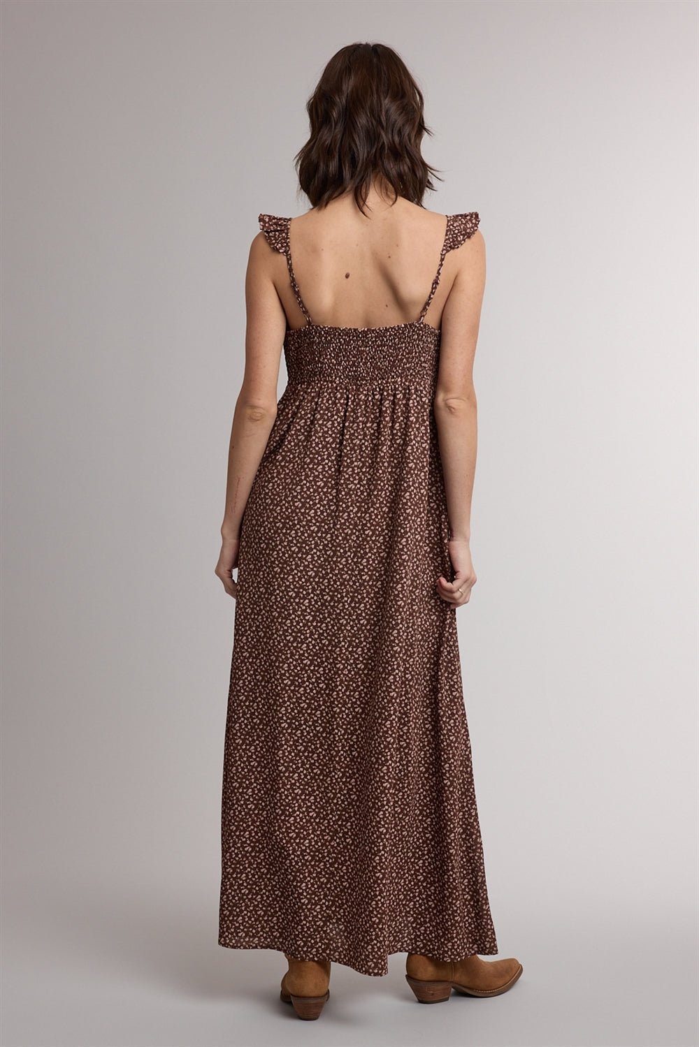 Cedar Bloom Ruffle Strap Midi Dress - Westly