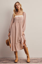 Celandine Lace Trim Gingham Midi Dress - Westly