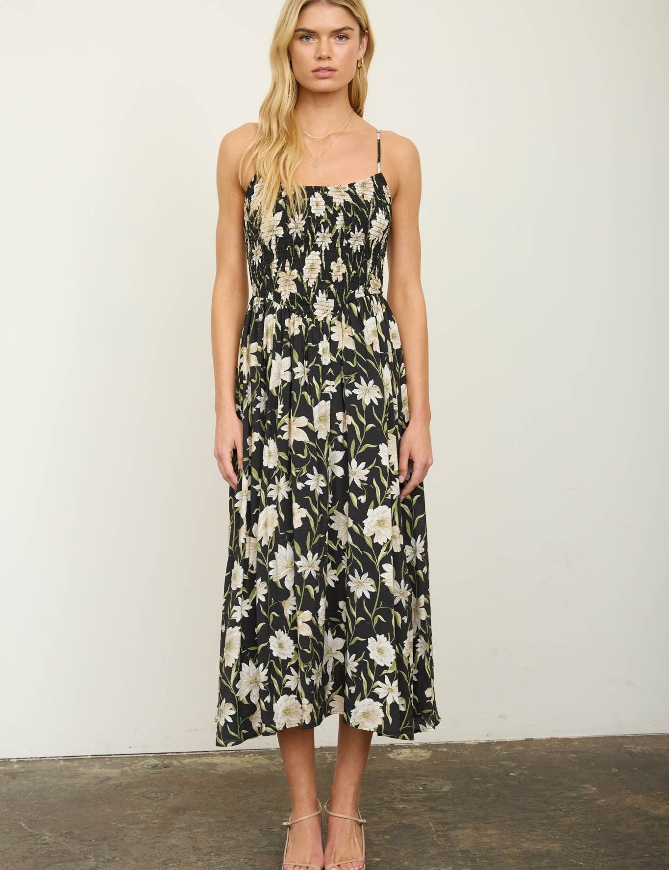 Celeste Smocked Spaghetti Strap Midi Dress - Westly