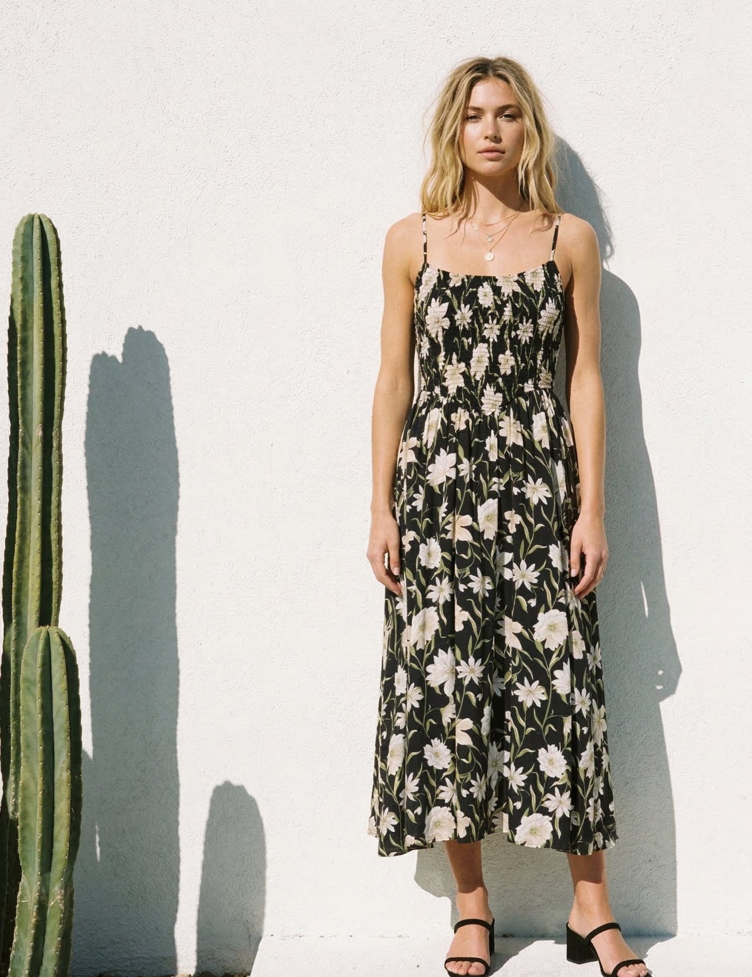 Celeste Smocked Spaghetti Strap Midi Dress - Westly