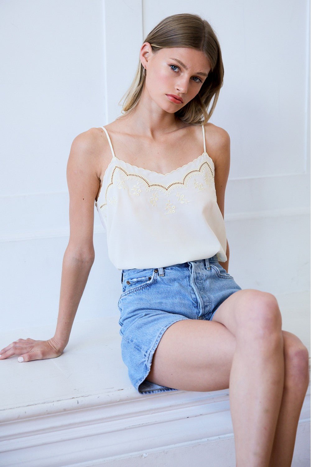 Celine Lace Trim Embroidered Cami Top - Westly