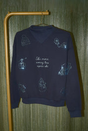 Chamonix Sequin Ski Motif Sweatshirt in Navy, photo 4