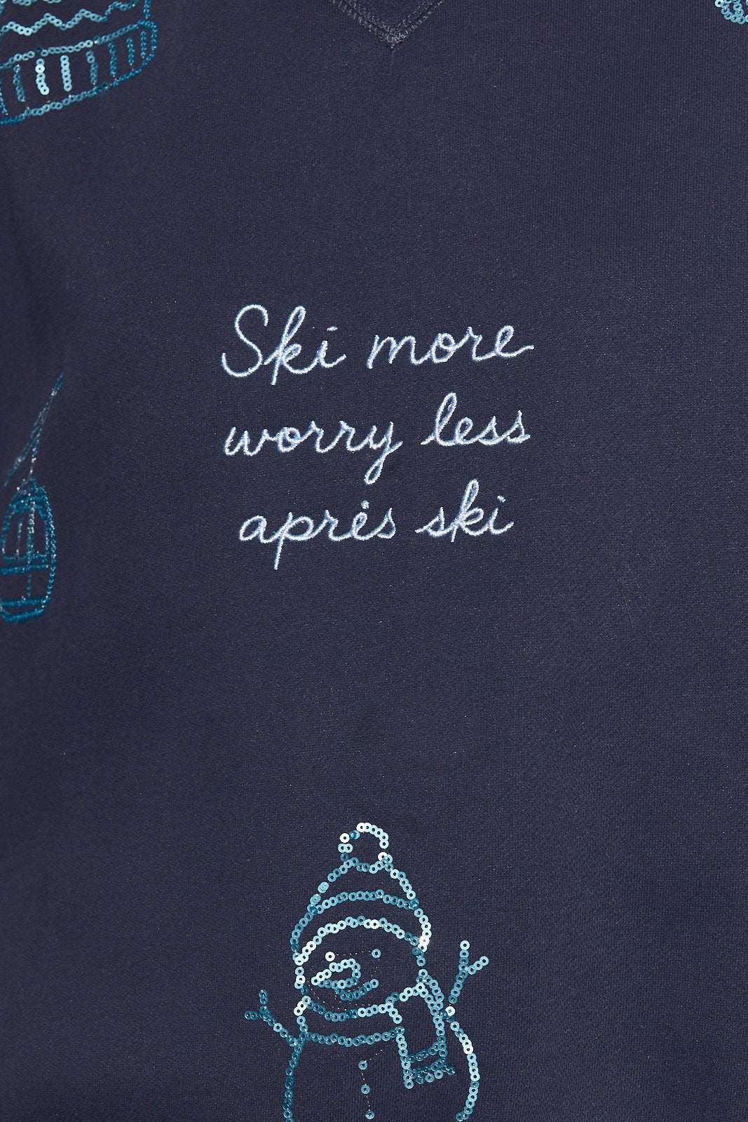 Chamonix Sequin Ski Motif Sweatshirt in Navy, photo 6