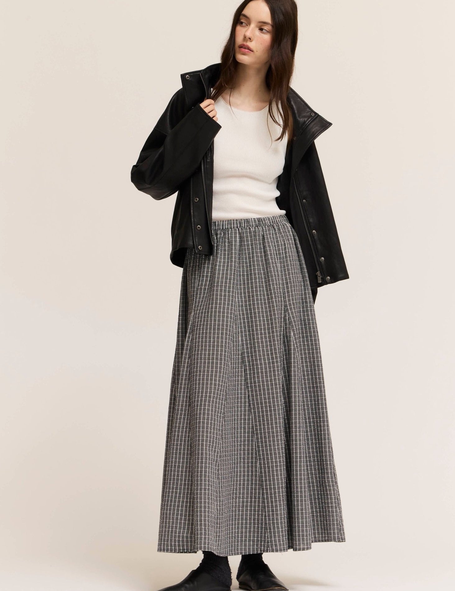 Checked Out Plaid Panel Midi Skirt - Westly
