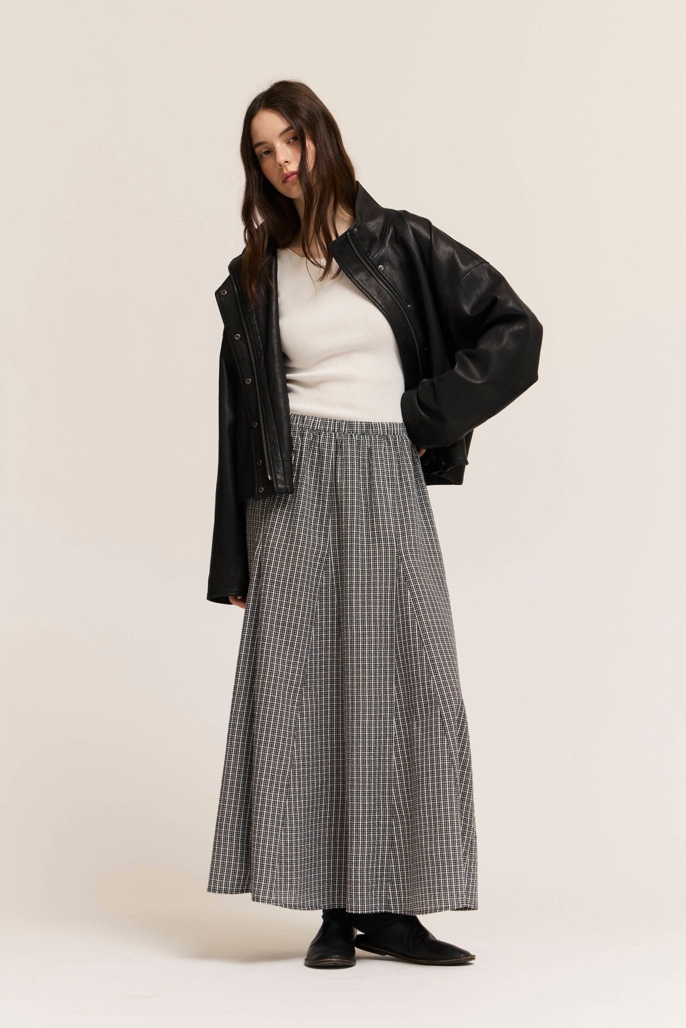 Checked Out Plaid Panel Midi Skirt - Westly