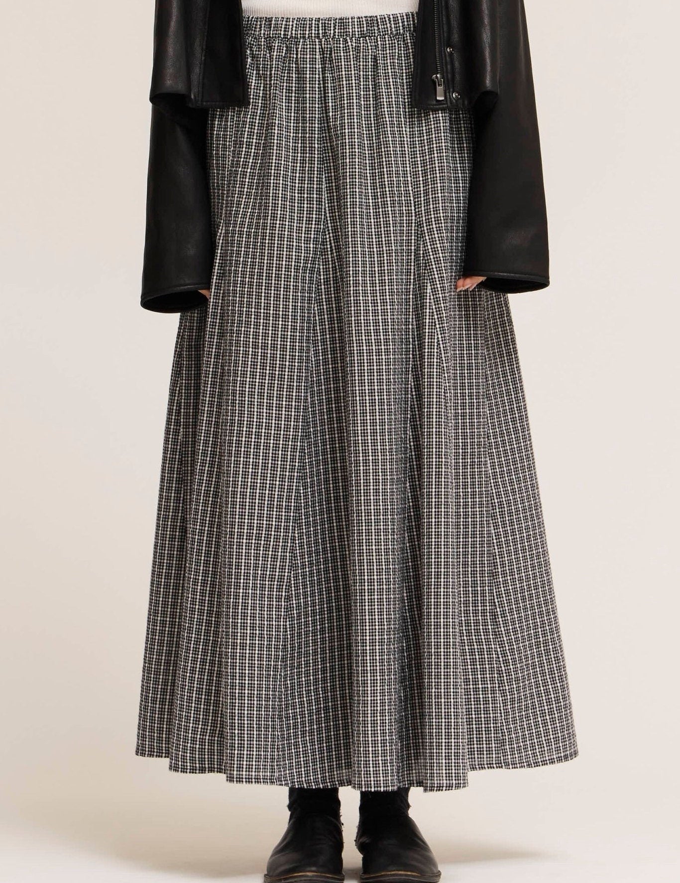 Checked Out Plaid Panel Midi Skirt - Westly