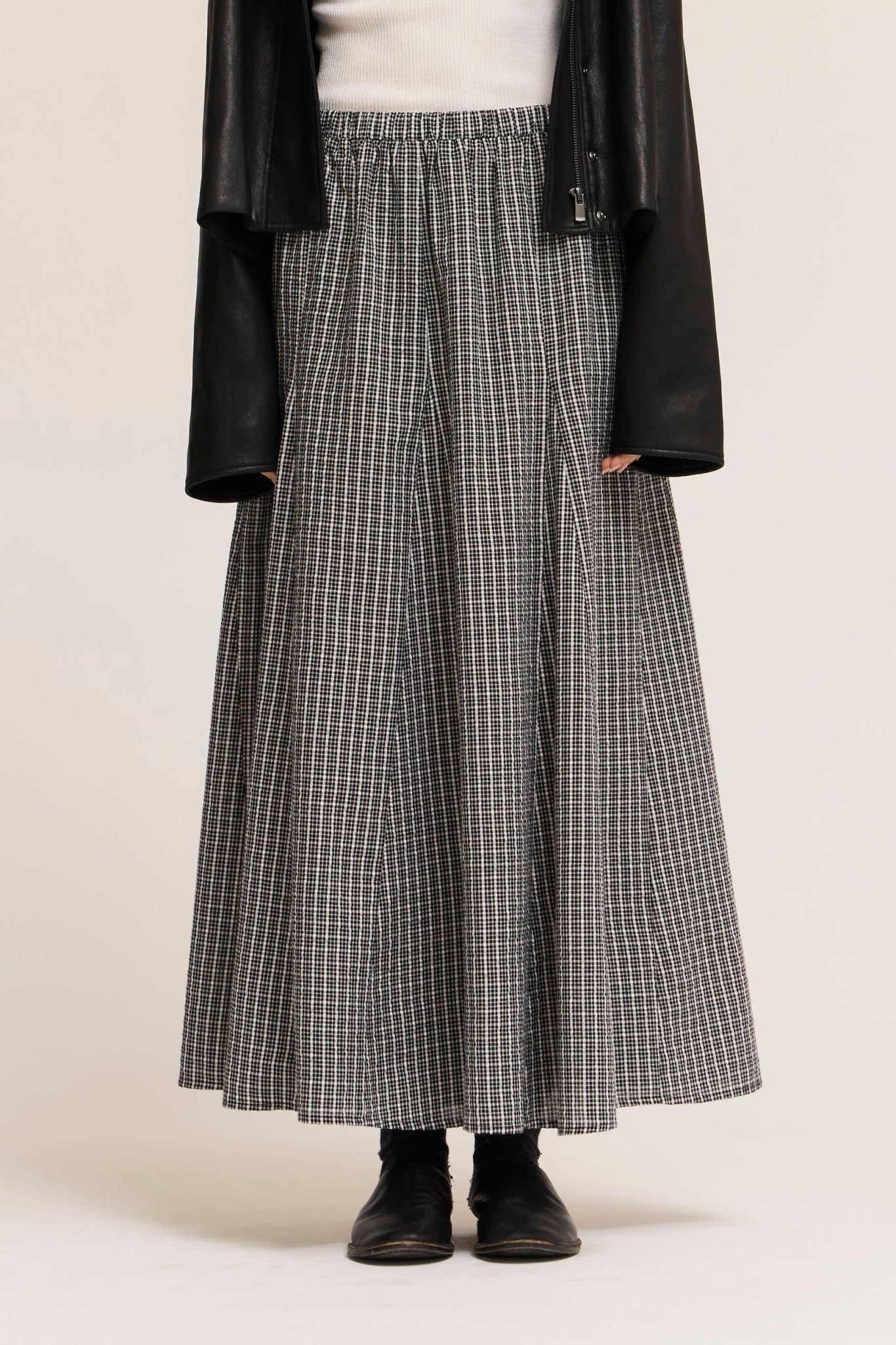 Checked Out Plaid Panel Midi Skirt - Westly
