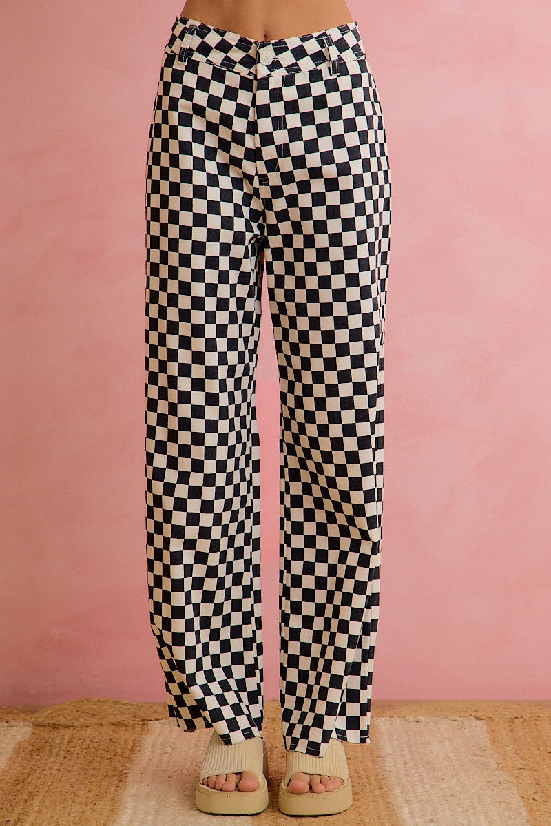 Checker Lane Cotton Pants in Black - product photo 1