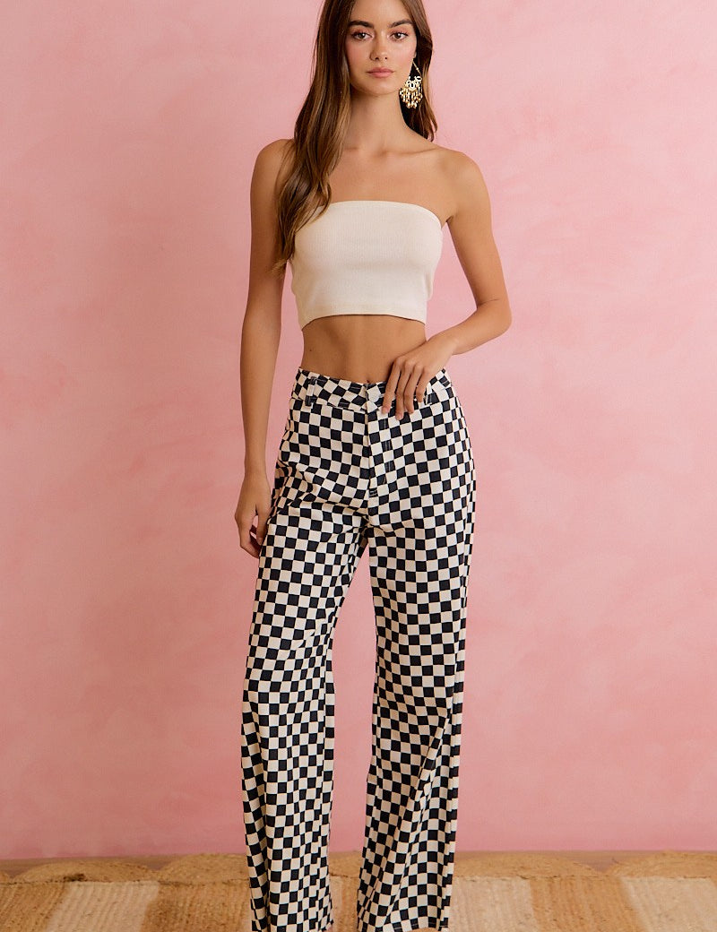 Checker Lane Cotton Pants in Black - product photo 2