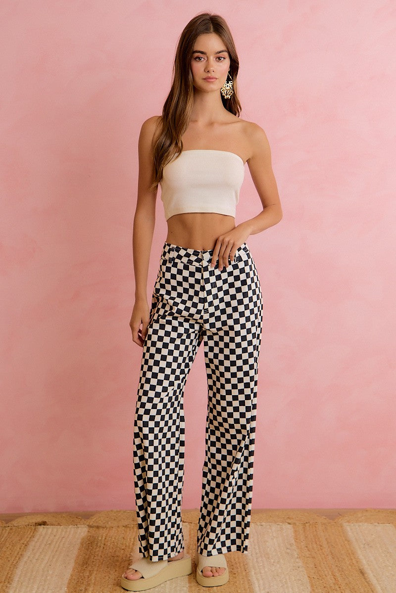 Checker Lane Cotton Pants in Black - product photo 2