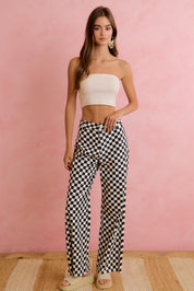 Checker Lane Cotton Pants in Black - product photo 2